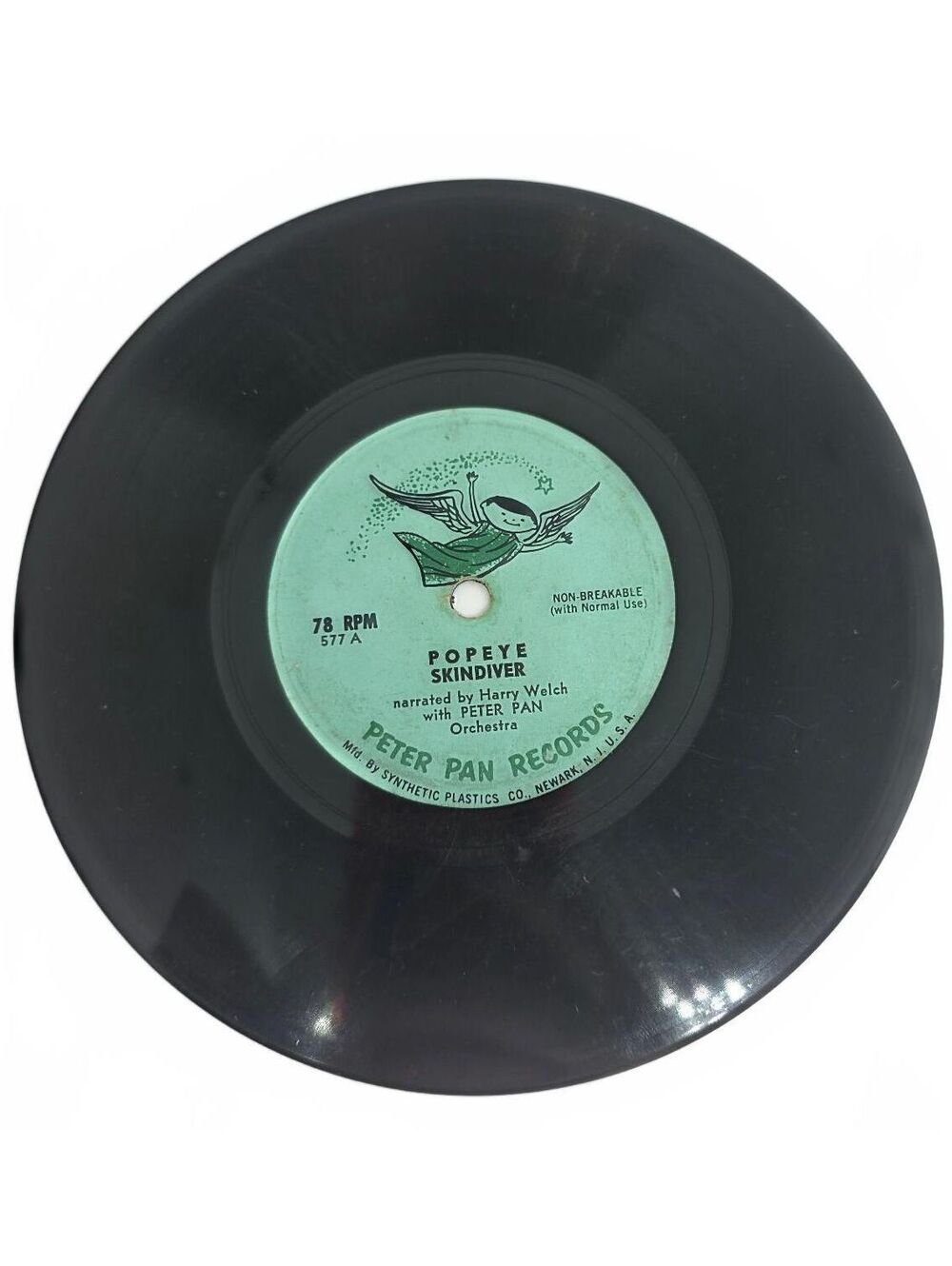Vintage 1962 Popeye Skindiver 78 Record 7" Peter Pan Vinyl